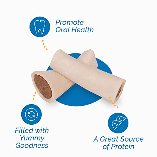 123 Treats, Peanut Butter Filled Bones For Dogs, Healthy Pb Dog Snacks For Chewing, Stuffed Shin Bones, Long Lasting Chews For Dogs, 5 To 6” Cow Bones, 4 Count, Individually Shrink Wrapped #TOP4