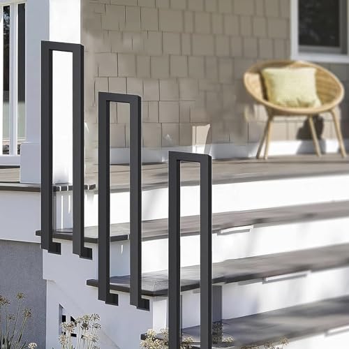 N/A Side Mounted Handrail for Indoor Outdoor Steps,U-Shaped Wrought Iron Stair Railing with Installation Kit,Front Porch Hand Rail Anti-Slip Safety Hand Rails for Home,Villas,45CM/17.7IN