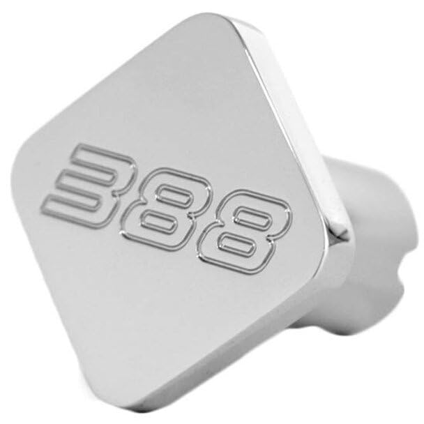 Technical Precision Replacement for Peterbilt 388 Year 2011 Chrome-Plated Aluminum Square KNOB with 388 Engraved