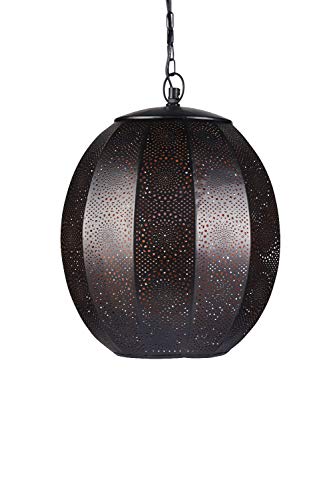 Orientalische Lampe Pendelleuchte Schwarz Konoos 35cm E27 Lampenfassung | Marokkanische Design Hängeleuchte Leuchte aus… – Bild 3