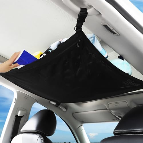 Aufbewahrungstaschen für Autodecke – Organizer mit doppelter Dicke aus Mesh für Auto – Organizer-Tasche innen robust Reisezubehör für Limousine SUV