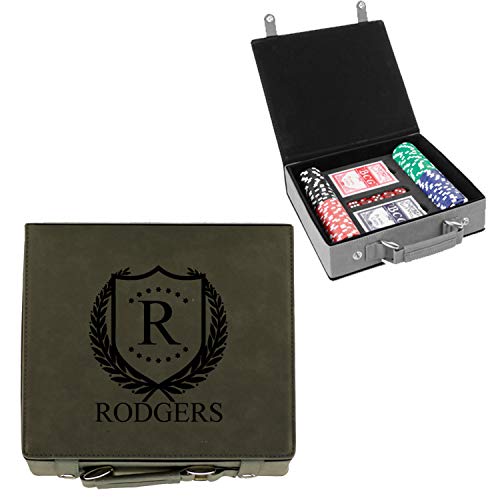 Sofia's Findings Personalized Poker Chip Set - Custom Gifts for Poker Players | ShieldStar Design (Grey)