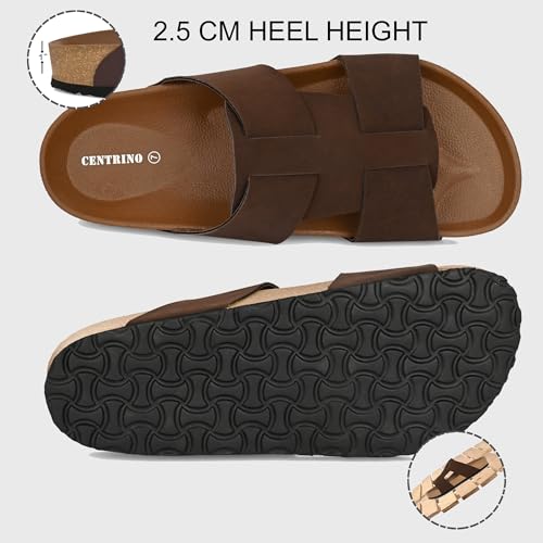 Image of Centrino Men's Berkin-Style Slip-On Sandals | Open Toe Design | Soft PU Footbed | Lightweight & Comfortable | Arch Support | On-Grip Sole | Casual Outdoor Wear (9211)
