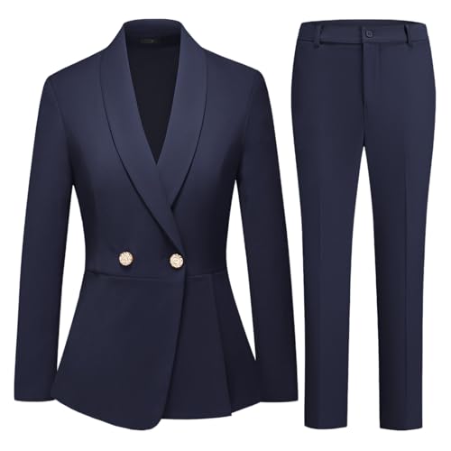 Lamgool - Lamgool Women's Asymmetrical Blazer Suit with Pants – Navy, Size M - Best Deal on Amazon