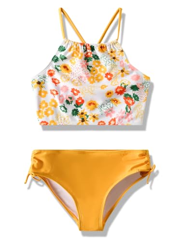 Angel season Girls Swimsuit Bikini Set Two Piece Tankini Bathing Suit Teens High Waisted Beach Swimwear Cute Size 7-14