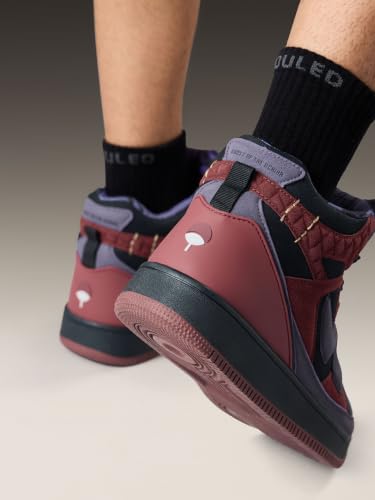 Image of The Souled Store Naruto Shippuden: Sasuke Men and Boys Purple PU Upper Lace Up High Top Sneakers