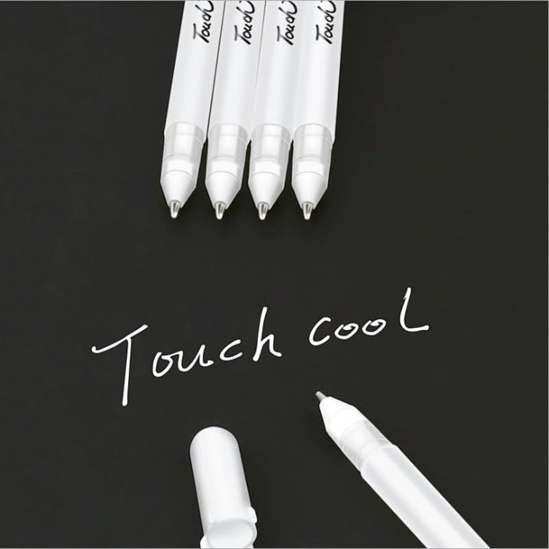 Image of like it Touch Cool 12pcs White Highlighter Marker, White Marker Gel Pen, Comic Hand-painted Pen, White Covering Highlight Pen For Black Cardboard, Drawing Supplies, Back To School Gift