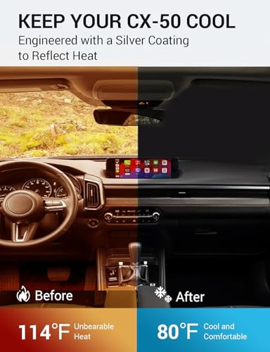Image of Proadsy Windshield Sun Shade for Mazda CX-50 2023 2024 2025 2026 Custom Fit Mazda CX50 SUV Foldable Front Sunshade Protector Blocks UV Rays Keep Car Cooler