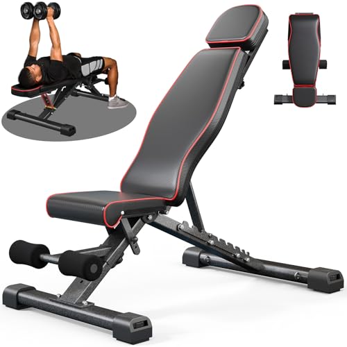 YOLEO 880LB Adjustable Weight Bench for Bench Press, MAX Foldable Weight Bench with Bench Press...
