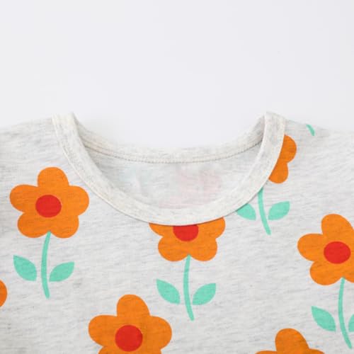 AMIYAN Toddler Girls Cotton Dress Short Sleeve Summer Sundress Casual Cartoon Print Dresses for Girls 2-6 Years3