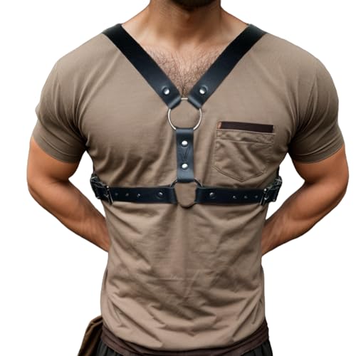 Body Chest Belt for Men Adjustable Faux Leather Belts with Buckles Rave Costume Sexy Punk Chest Belt Clubwear Costume