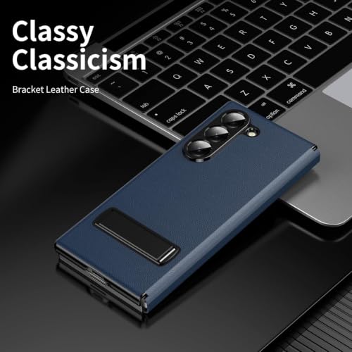Image of TechTrendz for Samsung Galaxy Z Fold 8 Ultra Magnetic Flip Folding Case, Multi-Angle Bracket, Full Body Hinge Protective Slim Cover, Luxury Business Leather Cover for Fold 8 Ultra Back Cover (Blue)