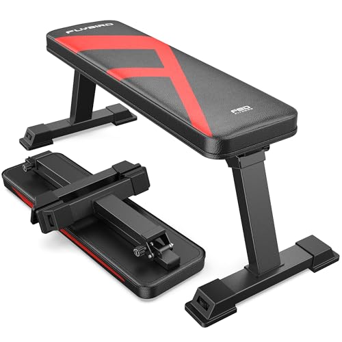 FLYBIRD Foldable Flat Weight Bench For Home Gym, Sturdy Strength Training Workout Bench,...