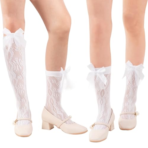 Women's Lace Socks Ankle Socks Bow Short Socks Mesh Crew Socks High Elastane Knee High Stockings for Women Girls3