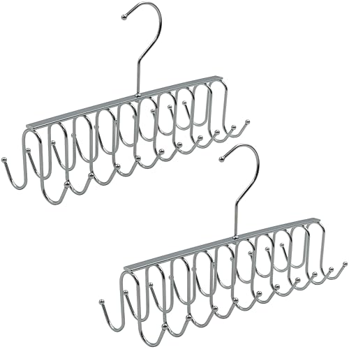 2 Pack of 20 Hook Chrome Closet Hangers for Belts, Ties, Bras, Scarves by Electronix Express