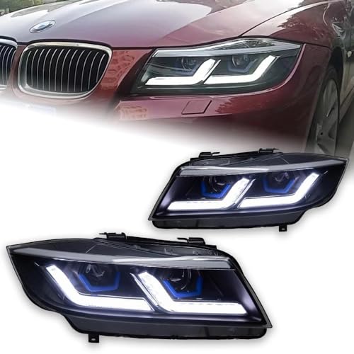 車側外部バックミラー 車のヘッドランプ ために E90 ヘッドライト 2005-2012 320i 318i 323i 3 シリーズ LED DRL Hid バイキセノンビームアクセサリー 外側ドアバックミラーアセンブリ(Original xenon)