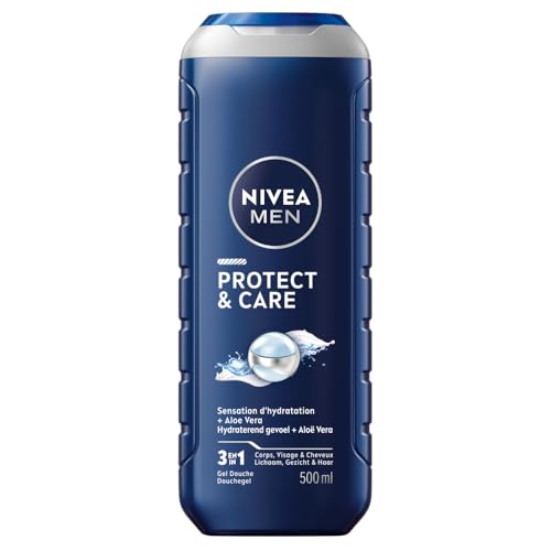 NIVEA MEN Protect & Care 3-in-1 Shower Gel for Body, Face and Hair with Aloe, Daily Cleansing Formula with Fresh Masculine Fragrance, Dermatologically Tested Shower Gel,16.9 fl oz/500 ml Bottle image 4