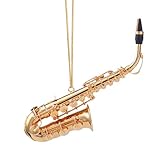 LQDSHGLK 4.72' Brass String Miniature Saxophone Hanging Ornament Mini Musical Instrument Saxophone Replica Christmas Tree Display Ornament Home Decoration Model Birthday Gifts (4.72' Alto Saxophone)