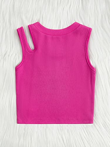 WDIRARA Toddler Girl's Cut Out Asymmetrical Round Neck Sleeveless Rib Knit Tank Top2