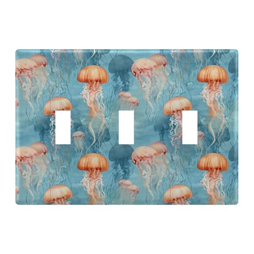 Light Switch Cover Jellyfish Wall Plates for Electrical Outlets 3 Gang 202a8502