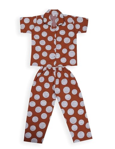 Image of Soft Cotton Printed Night Dress Night Suit Sleepwear Nightwear Set Unisex Kids Wear