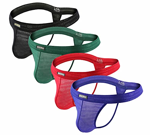 B38 Low Waist Men's G-Strings Printed Letters Underpants Breathable Sexy Fine Mesh T-back