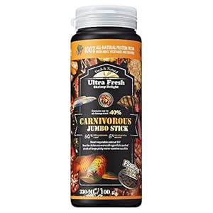 Ultra Fresh Monster Fish Food, Wild Sword Prawns, Floating Sticks for Oscars, Bass, Large Cichlids and Tropical Fish, Carnivorous Jumbo Stick 3.53 oz