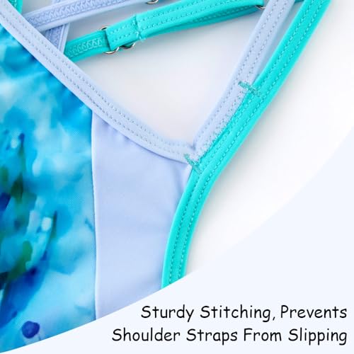 Image of Belovance Girls Swimsuit One Piece Swimwear Adjustable Straps Back Cutout Athletic Sport Kids Tween Bathing Suit 5-14 Years