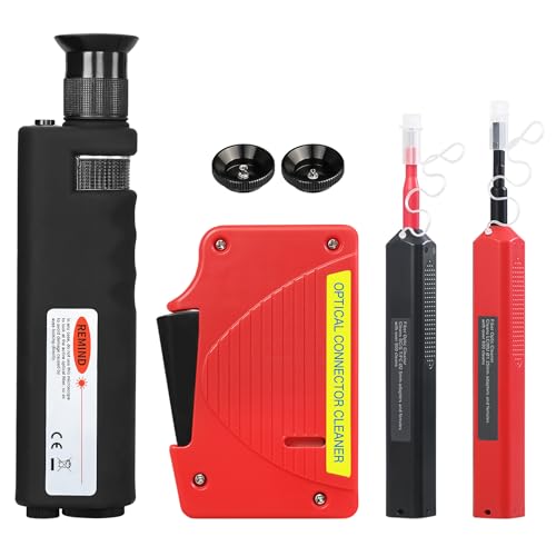 Image of 400X Fiber Optic Inspection Microscope Cable SC FC ST LC Interface End Face With 1.25mm 2.5mm Adapter and Cleaner Handheld LED Cleaning Detector