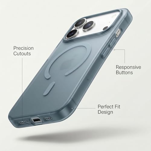 Image of amazon basics Luxury Paper Thin Case Cover for iPhone 17 Pro | Matte Finish | Compatible with magsafe | (Dark Blue, iPhone 17 Pro)