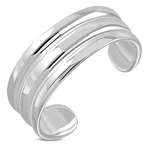 Anillo de halange de acero inoxidable, diseño de rayas horizontales, color plateado