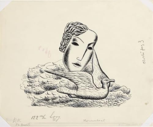 Poster Leo Gestel Tête de femme avec oiseau toile 58x90cm pour déco salon