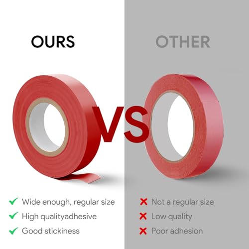 Image of Flame Retardant Red Electrical Tape; 3 /4 Inch * 66 Feet; PVC Electric Tape for Under 600V Electric, Repair, Home Outdoor Indoor Wire Insulation, 5℉ to 221℉ (1, Red)
