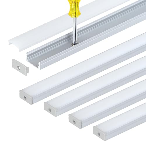 Image of Armacost Lighting LED Tape Light Mounting Channel, Easy Surface Mount, Silver, with Pre-Drilled Holes, 5-Pack 960057N