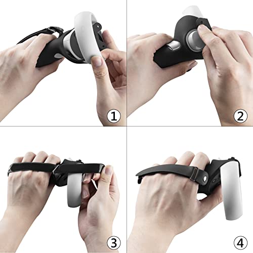 Geekria Erweiterte Controller-Griffabdeckung, kompatibel mit Meta/Oculus Quest 2, verlängerte Controller-Handschlaufe, verstellbare Knöchelgriffe, Anti-Kollisions-Silikon-Griffabdeckung (schwarz) - Image 7