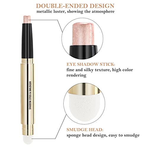 Boobeen Double-Ended Eyeshadow Stick Waterproof Glitter Eyeshadow Pen Creamy Eye Shadow Highlighter Pencil Shimmer And Matte Eyeshadow For Eye Makeup #TOP2