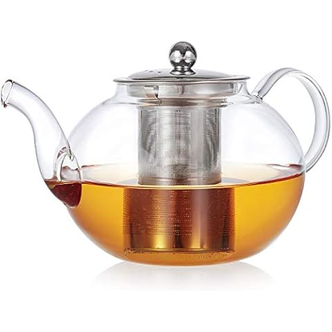 Teabloom Florence Glass Teapot - Heatproof Glass with Removable Stainless Infuser - Stovetop Safe - Tea for One or Two - 24 oz / 700 ml (2-3 Cups) Cover