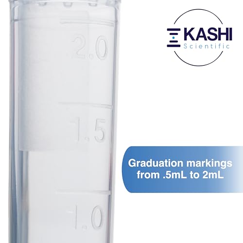 Image of Kashi Scientific 2mL Clear Snap-Cap Microcentrifuge Tube with Graduation, Lab Grade Polypropylene Plastic for Centrifuge [2mL, 500]