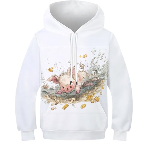 Sweat à capuche enfant Cochon pull 3D novelty vêtement fille garçon 9-11 ans