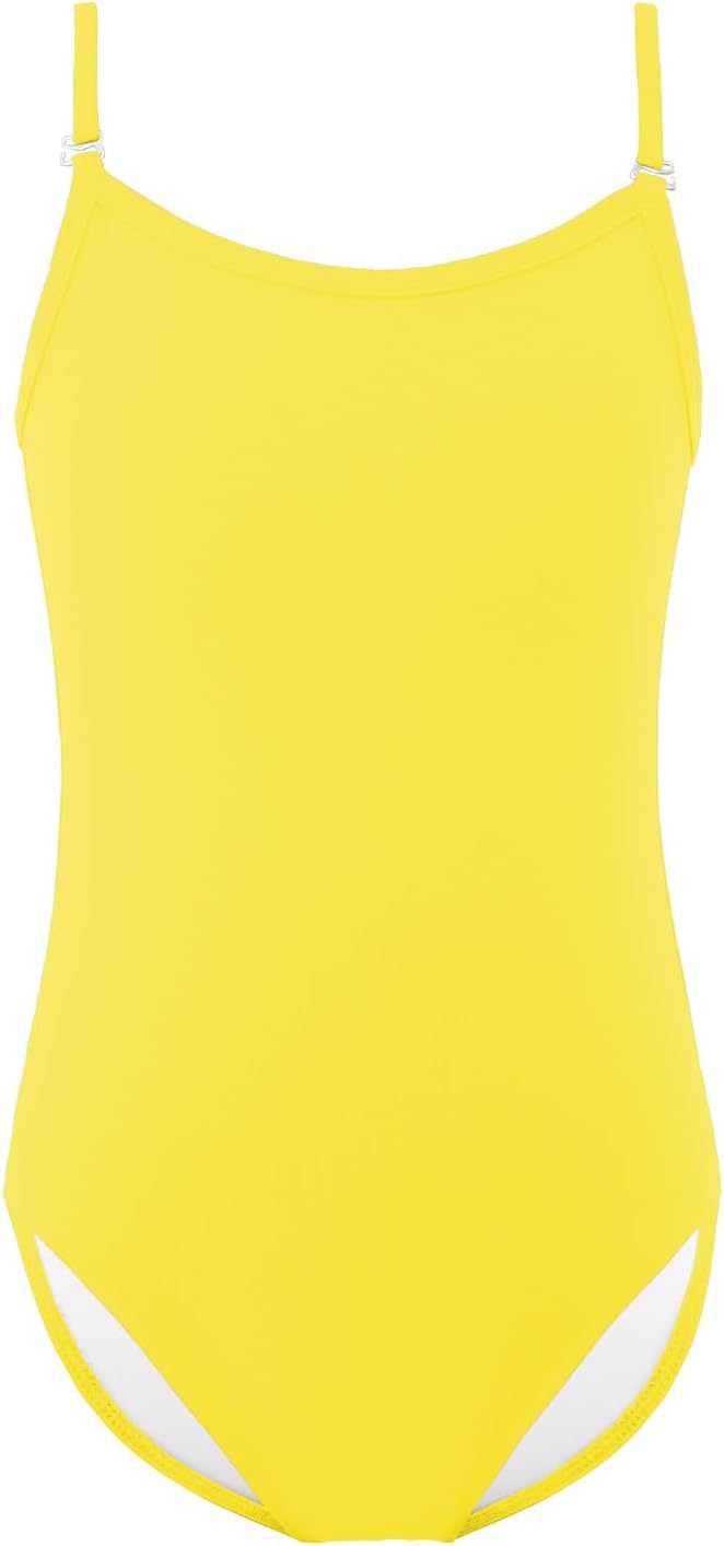 Girls Ballet Leotard Nude Camisole Seamless Dance Undergarment with Adjustable Straps Gymnastics Leotards 2-12 Years, Yellow, 3-4 years