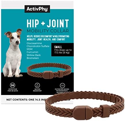 Hip + Joint Mobility Collar for Dogs with Glucosamine, Chondroitin, MSM, and More | Convenient & Easy | 30 Days of Continuous Support | Water Resistant (Small)