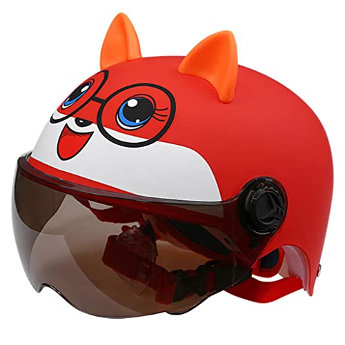 Electric Kids Open Face Motorcycle Helmet With Visor & Cat Ears Lovely Cartoon Boys Girls Half Face Bike Helmet Dot Approved Moped Atv Cruiser Scooter Children's Helmet For All Seasons-C #TOP12