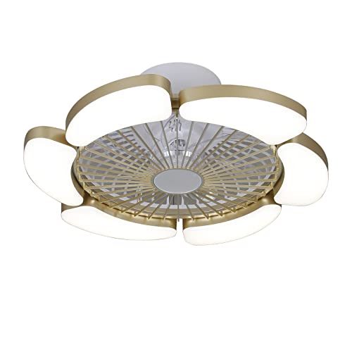 Plafonnier ventilateur LED doré modèle B avec télécommande pour salon