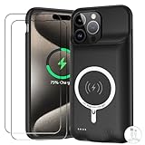 Battery Case for iPhone 15 Pro Max, Upgraded 12000mAh Battery Pack Rechargeable Charger Case with Wireless Charging Compatible for iPhone 15 Pro Max (6.7 inch) External Battery Charging Case (Black)