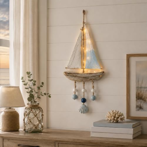 Decoración de pared playera de madera con luces LED regulables para salones rústicos 4