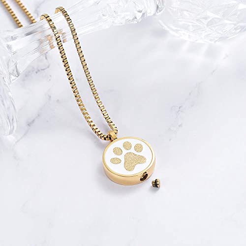 XSMZB Pet Paw Print Cremation Jewelry Urn Necklace for Ashes Round Dog Tag Ashes Keepsake Pendant Funeral Memorial Necklace4