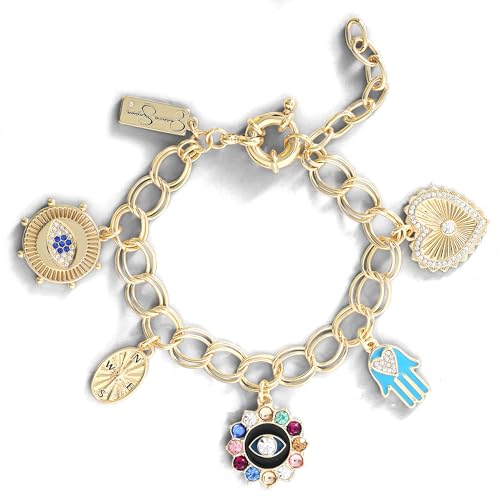 Jessica Simpson Womens Evil Eye Bracelet, Gold-Tone Evil Eye Bracelets for Women Turquoise and Rhinestones
