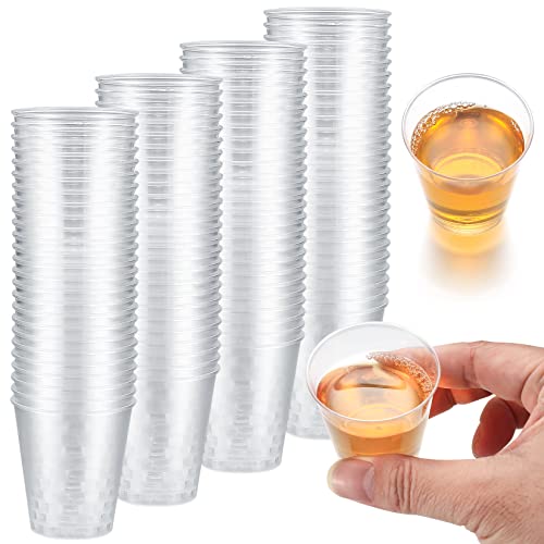 100 Piezas Vasos de Chupito de Plástico Reutilizables, 3cl/30ml Tazas de Postre Redondas Copa de Aperitivo Transparente, Vasos de Plástico Reutilizables para Fiestas, Picnic, Barbacoa, Whisky