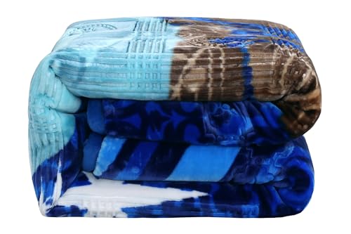 Image of Nestl Korean Mink Blanket King Size - 12 Lbs Velvet Fleece Korean Blanket - 2 Ply Warm & Thick Winter Blanket - Wrinkle & Fade Resistant - 87 x 94 Inches (Blue)