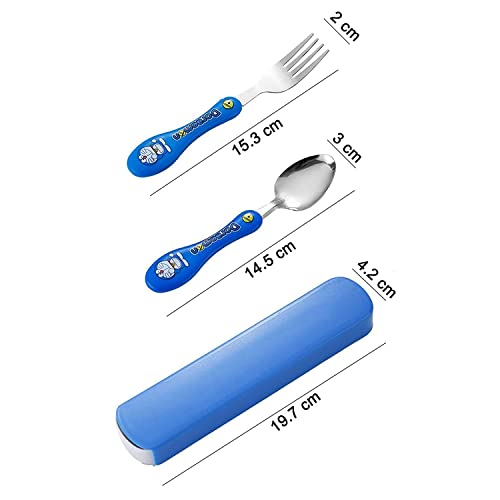 Image of Set of 2 Pcs Random Color Dinnerware Set Travel Camping Cutlery Reusable Silverware with Spoon Fork and Portable Case Box (Multicolor)